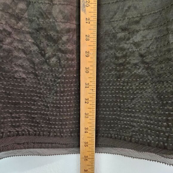 Eileen Fisher Silk/Linen Satin Weave Wonderland A-Line Skirt Sz L Olive Casual - Picture 7 of 14